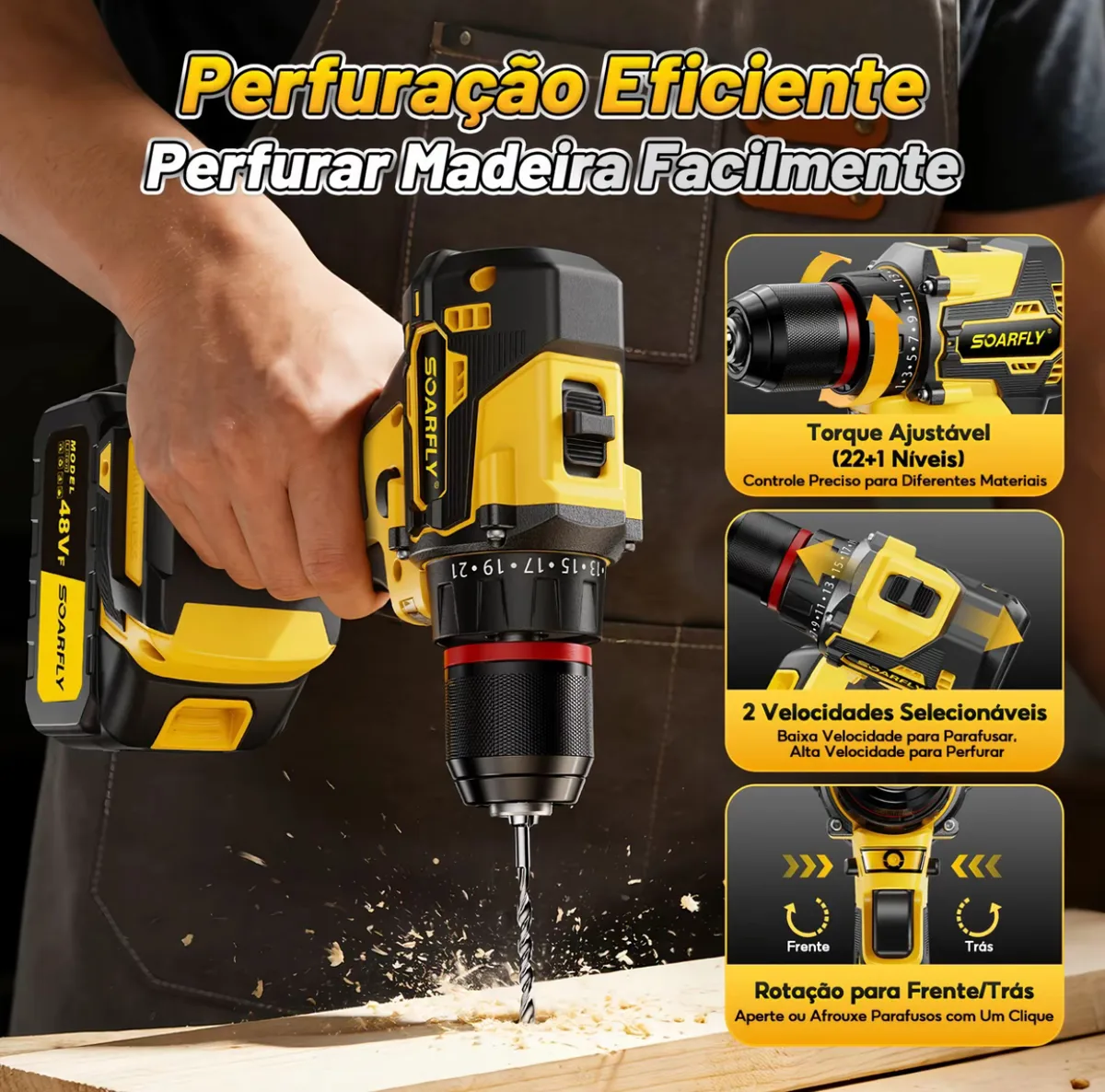 Kit Multifuncional 4 em 1 com Furadeira, Martelete, Chave de Impacto e Esmerilhadeira 5