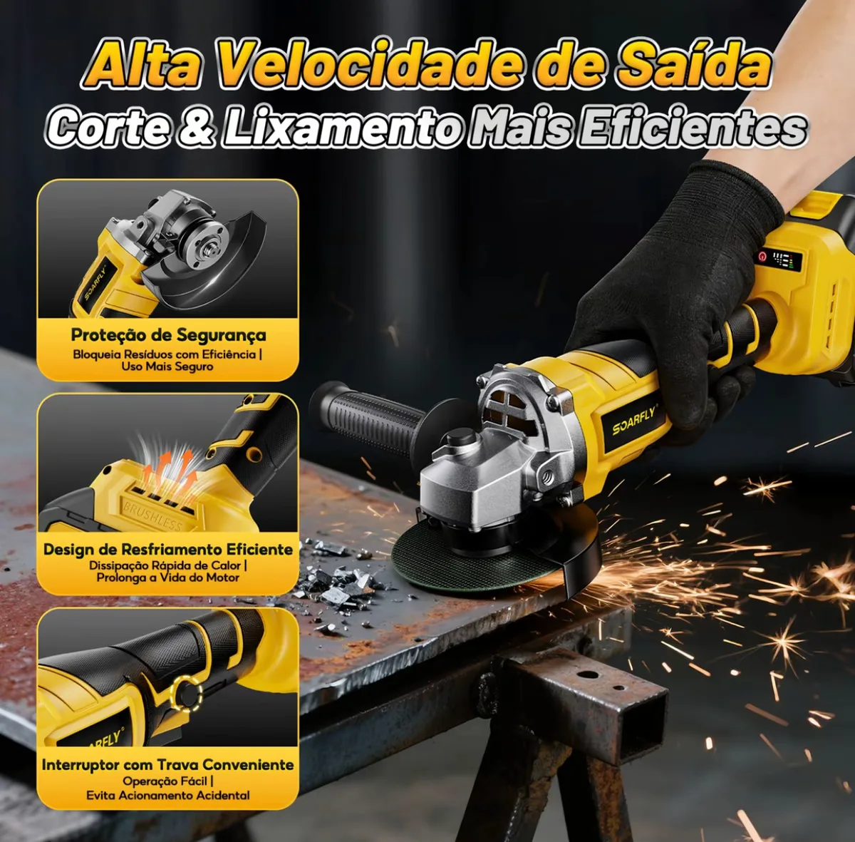 Kit Multifuncional 4 em 1 com Furadeira, Martelete, Chave de Impacto e Esmerilhadeira 6