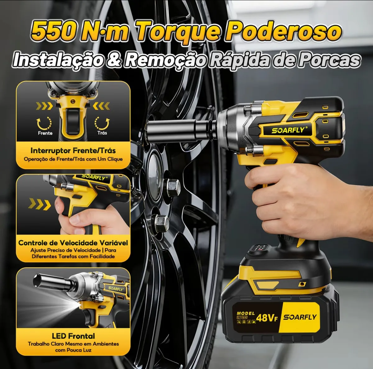 Kit Multifuncional 4 em 1 com Furadeira, Martelete, Chave de Impacto e Esmerilhadeira 7